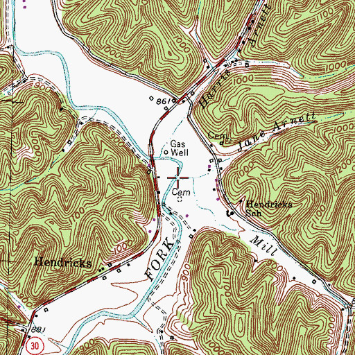 Topographic Map of Jane Arnett Branch, KY