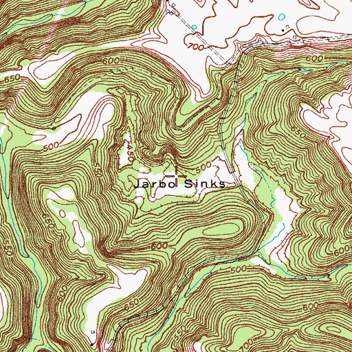 Topographic Map of Jarbo Sinks, KY