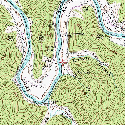 Topographic Map of Jarrell Branch, KY