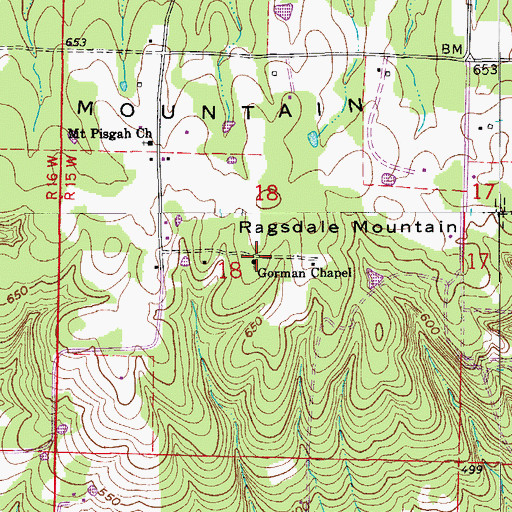 Topographic Map of Gorman Chapel, AR