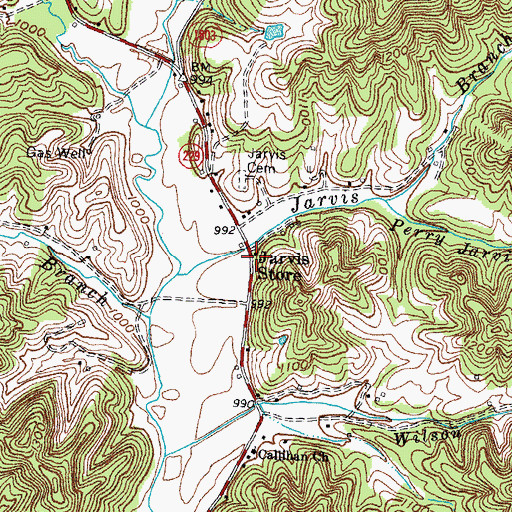 Topographic Map of Jarvis Store, KY