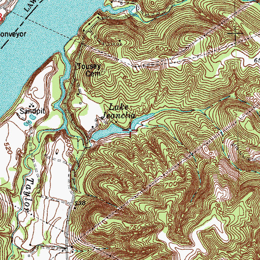 Topographic Map of Lake Jeanclia, KY