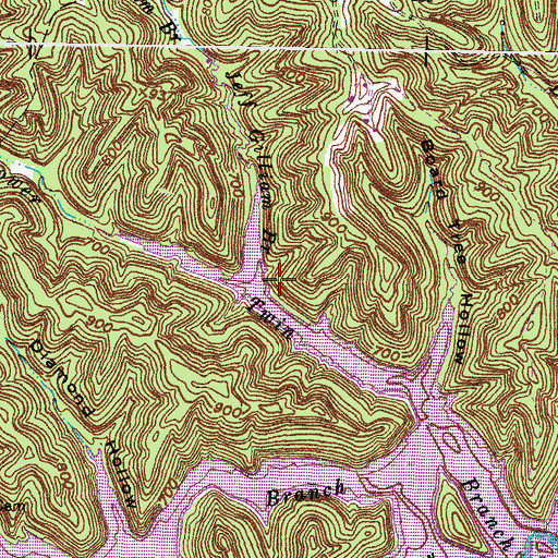 Topographic Map of Jeff Gilliam Branch, KY