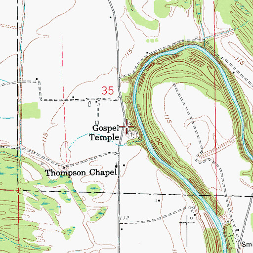 Topographic Map of Gospel Temple, AR