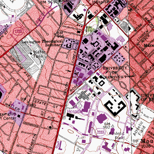 Topographic Map of Jefferson Davis School, KY