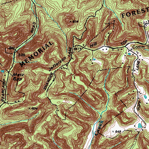 Topographic Map of Jefferson Hill, KY