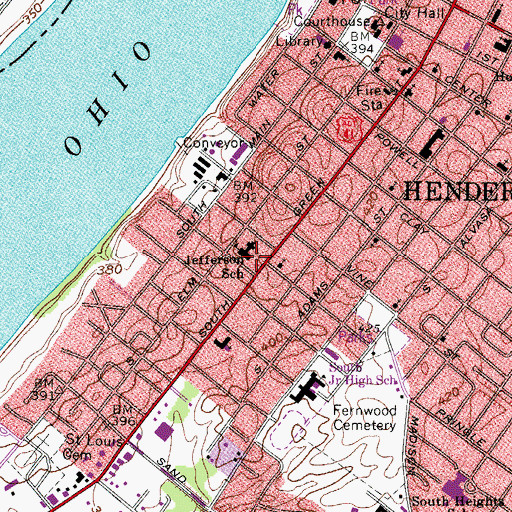 Topographic Map of Jefferson School, KY