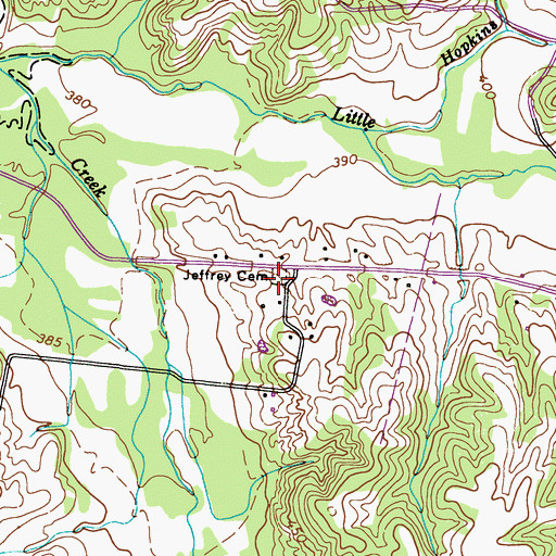 Topographic Map of Jeffrey Cemetery, KY