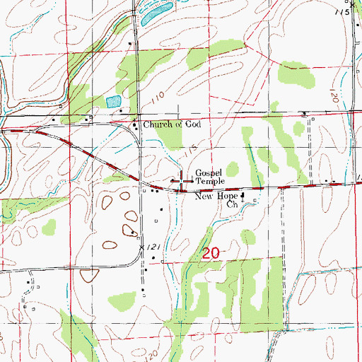 Topographic Map of Gospel Temple, AR