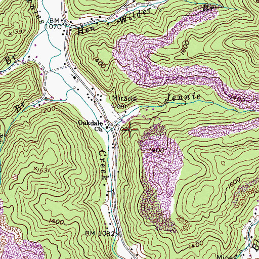 Topographic Map of Jennie Branch, KY
