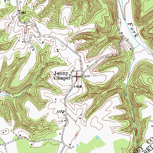 Topographic Map of Jenny Chapel, KY