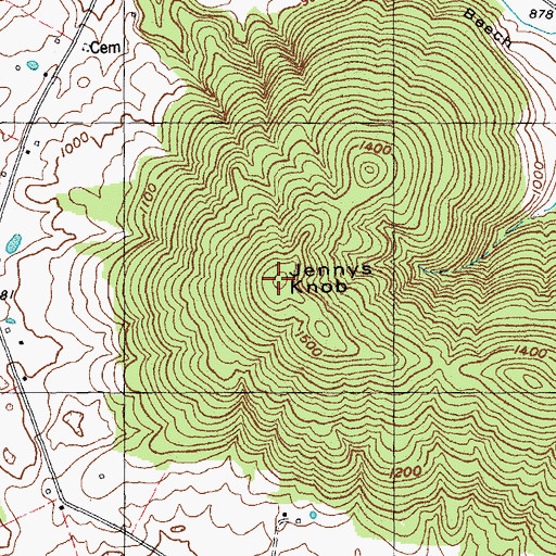 Topographic Map of Jennys Knob, KY