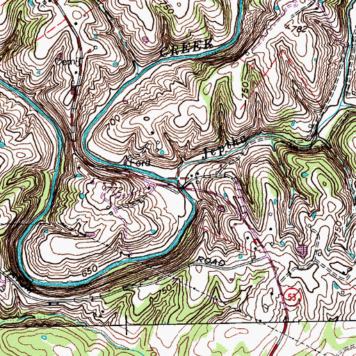 Topographic Map of Jeptha Creek, KY