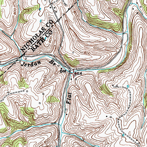 Topographic Map of Jerdan Branch, KY