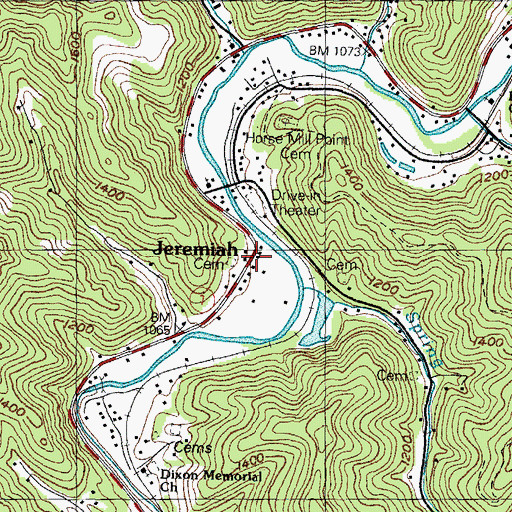 Topographic Map of Jeremiah, KY