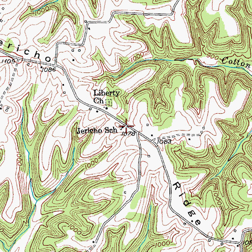 Topographic Map of Jericho School, KY