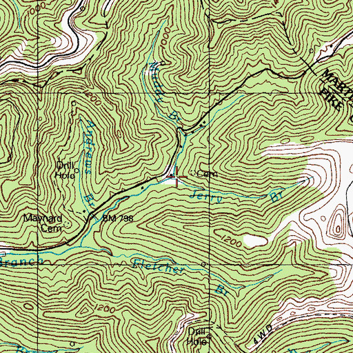 Topographic Map of Jerry Branch, KY