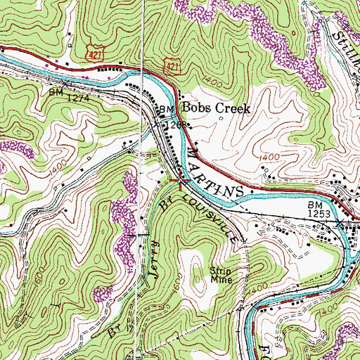 Topographic Map of Jerry Branch, KY