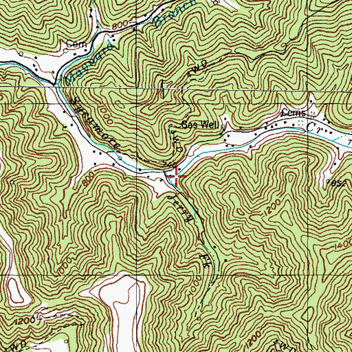 Topographic Map of Jerry Fork, KY