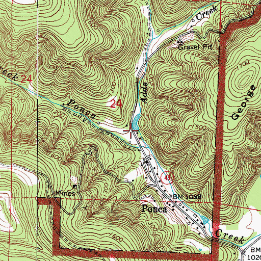 Topographic Map of Gossett Hollow, AR