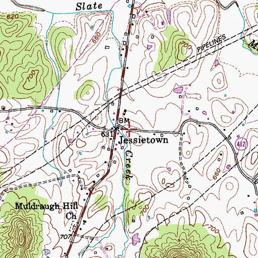 Topographic Map of Jessietown, KY