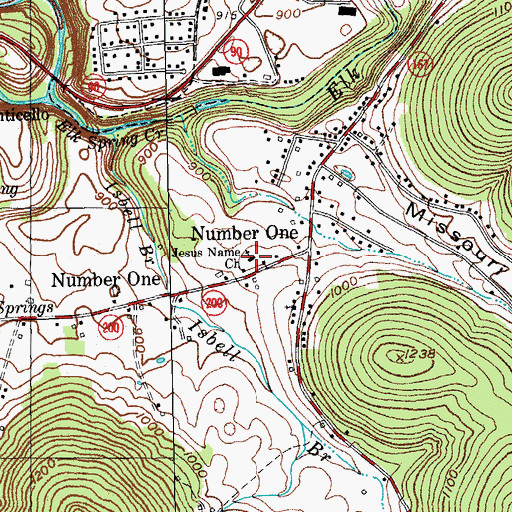 Topographic Map of Jesus Name Church, KY