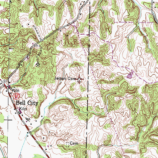 Topographic Map of Jetton Cemetery, KY