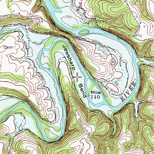 Topographic Map of Jewsharp Bend, KY