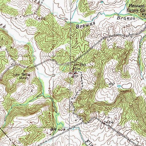 Topographic Map of Jim Belt Mine, KY