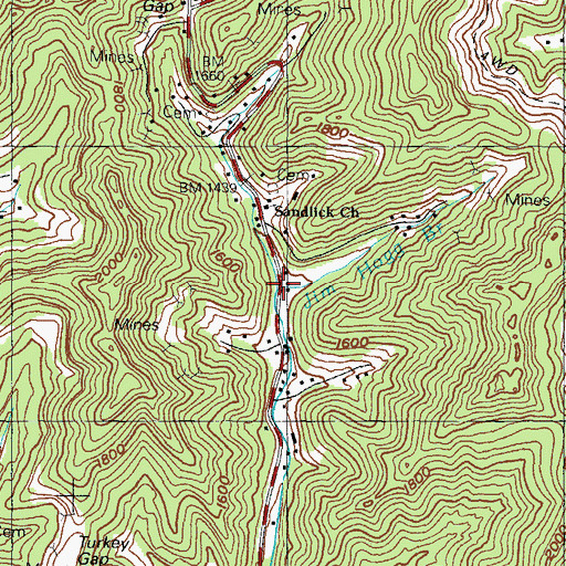 Topographic Map of Jim Hogg Branch, KY
