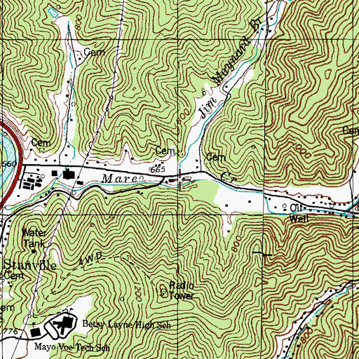 Topographic Map of Jim Maynard Branch, KY