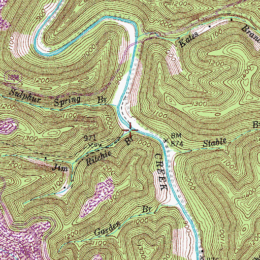 Topographic Map of Jim Ritchie Branch, KY