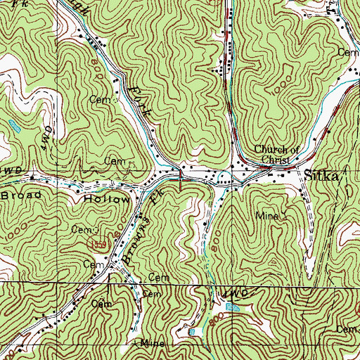 Topographic Map of Jim Stambaugh Fork, KY
