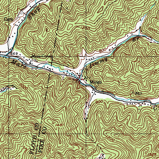 Topographic Map of Jimmy Branch, KY