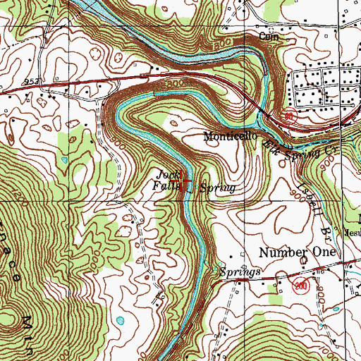 Topographic Map of Jock Falls, KY