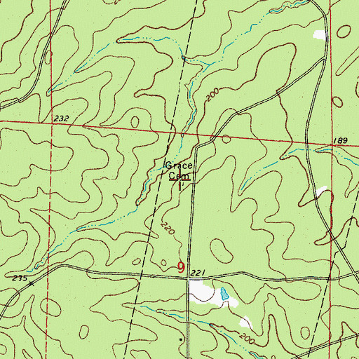 Topographic Map of Grace Cemetery, AR