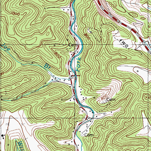 Topographic Map of Joe Branch, KY