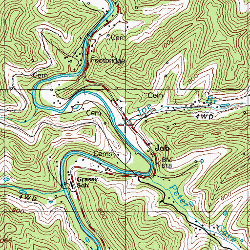 Topographic Map of Joe Branch, KY