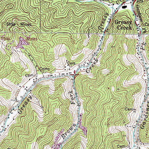 Topographic Map of Joe Brown Fork, KY