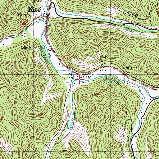 Topographic Map of Joe King Branch, KY