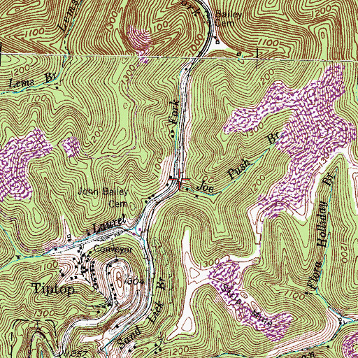 Topographic Map of Joe Push Branch, KY