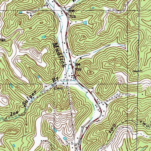Topographic Map of Joe Salyer Branch, KY
