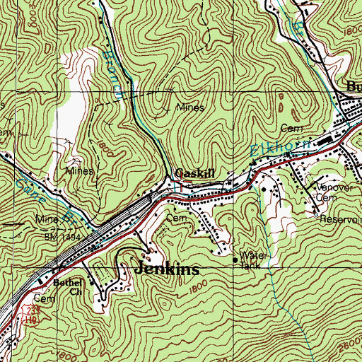 Topographic Map of Joes Branch, KY