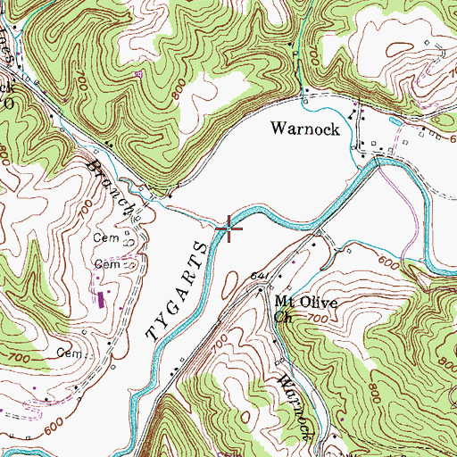 Topographic Map of Joes Branch, KY