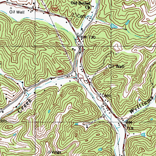 Topographic Map of Joes Creek, KY