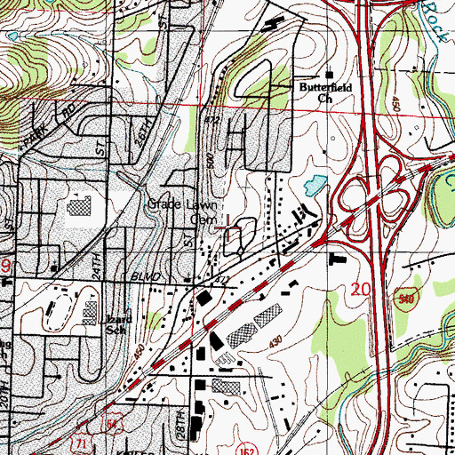 Topographic Map of Grace Lawn Cemetery, AR