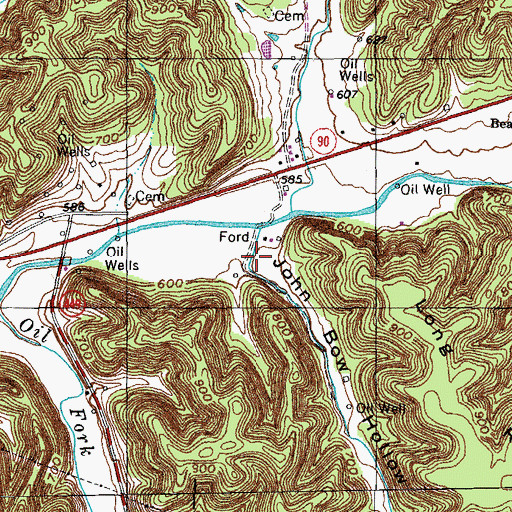 Topographic Map of John Bow Hollow, KY