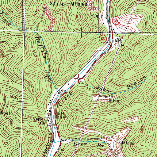 Topographic Map of John Branch, KY