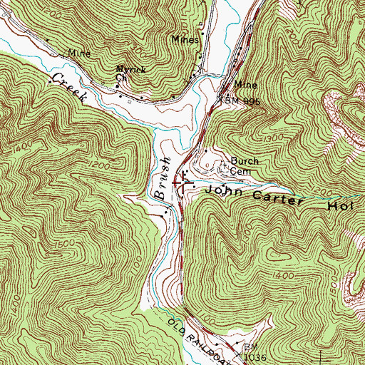 Topographic Map of John Carter Hollow, KY