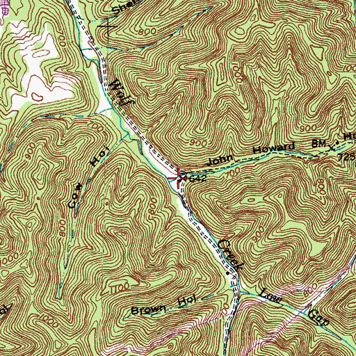 Topographic Map of John Howard Hollow, KY